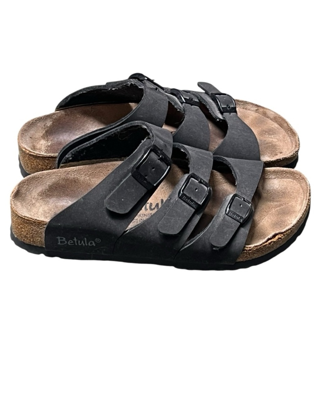 Birkenstock Betula black leather 3 strap sandals boho comfy